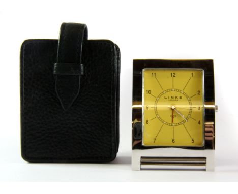 A Links of London travelling clock with case.