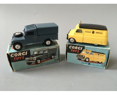 A Corgi 351 Land-rover R.A.F. vehicle and 408 Bedford road service van, in boxes. (NO CONDITION REPORT, VIEWING OF LOT ADVISE