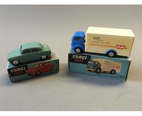 A Corgi 201 Austin Cambridge Saloon and 453 Commer 'Walls' refrigerator van, in boxes. (NO CONDITION REPORT, VIEWING OF LOT A