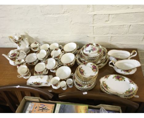 A Royal Albert Old Country Rose part tea and dinner service.