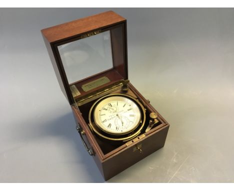 A T.S. & J.D. Negus, New York, No. 2469, two day marine chronometer, in mahogany box with brass plaque inscribed 'George E. R