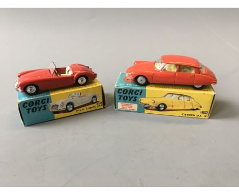 A Corgi 302 M.G.A. sports car and 210S Citroen D.S. 19, in boxes. (NO CONDITION REPORT, VIEWING OF LOT ADVISED.)