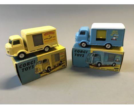 A Corgi 435 Karrier 'Bantam' dairy produce van and 411 karrier 'bantam' lucozade van, in boxes. (NO CONDITION REPORT, VIEWING