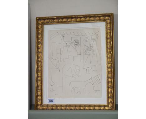 Pablo Picasso engraving - Limited Edition 270 - 1947 Dos contes suite, Birth of the Little Centaur - Ram's Head watermark in 