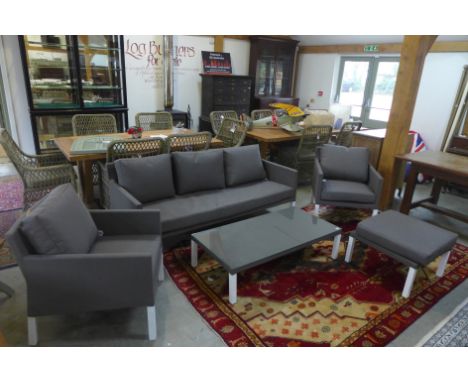 A Life Outdoor Living Caribbean three seater sofa with two armchairs, coffee table and stool RRP £1999