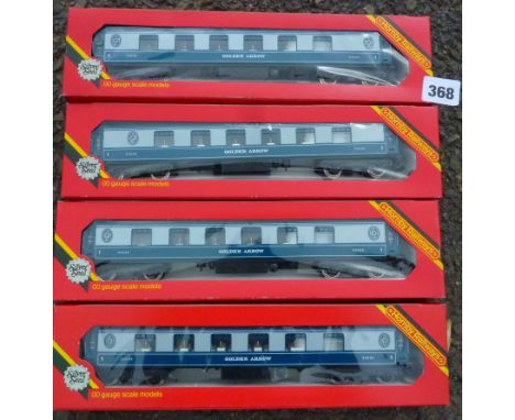 HORNBY 4 BOXED COACHES R230 GOLDEN ARROW PULLMAN COACHES IN BLUE GREY LIVERY