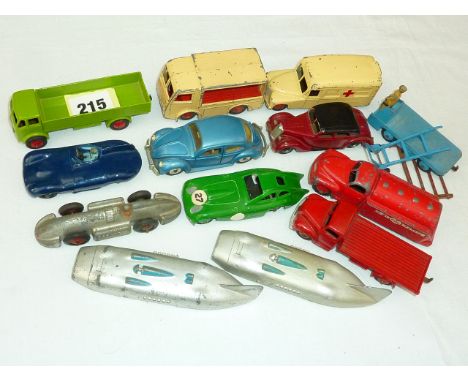 DINKY CARS & LORRIES INC. ESSO VAN TANKER, RACING CARS, DAIMLER AMBULANCE