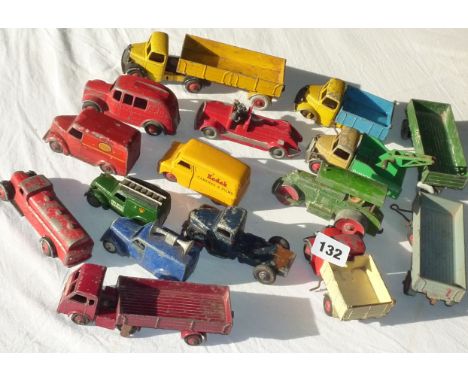 DINKY TOYS 15 MODELS INC. PRE/POST WAR LORRIES , TANKER, LOUD SPEAKER VAN, 521 BEDFORD & KODAK VAN