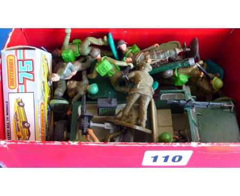 BRITAINS ARMY JEEP, PLASTIC SOLDIERS, MATCH BOX 1-75 CAR NO 74 BOXED