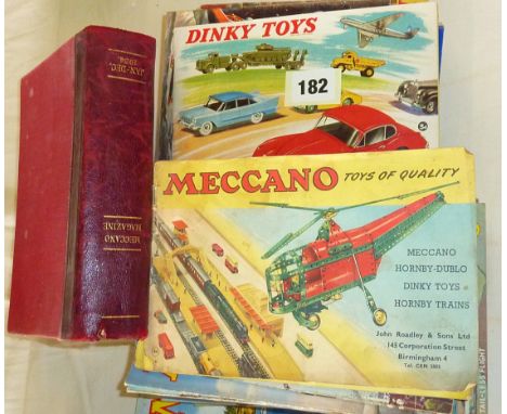 MECCANO MAGAZINES, MIXED AGES, SOME BOUND & QTY. OF DINKY CATALOGUES