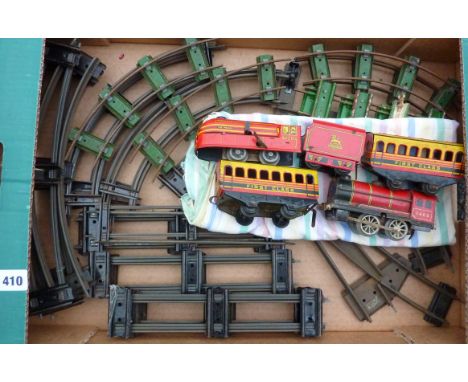 BRIMTOY TIN RAILWAY 6220 LOCO & COACHES, CHAD VALLEY PT LOCO 3402 & 0 TRACK