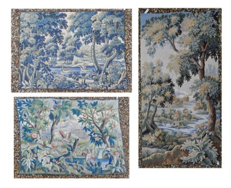 Two French de Halluin tapestry panels/wall hangings - Foret de Chairmarais, 180 x 92cm; Verdure Colvert 162 x 129 cm and a Lo