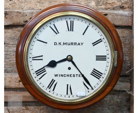 D K Murray, Winchester, a late 19th century walnut cased single fusee wall clock, the enamelled dial with roman numerals, 32 