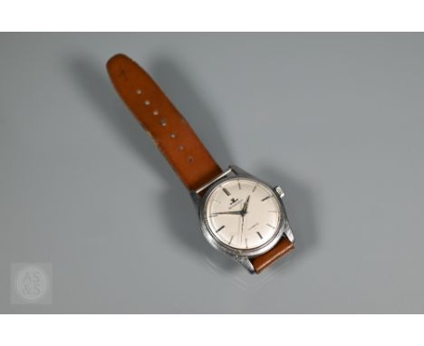 A vintage Jaeger Le Coultre gents automatic stainless steel wristwatch, the silver dial with silvered batons and seconds swee