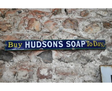 An antique Hudson's Soap enamel advertising sign, 52 x 5cm