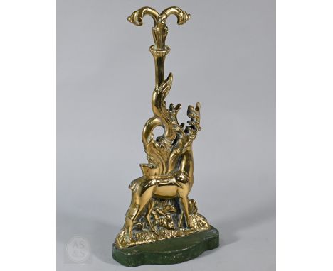 A vintage brass 'stag' doorstop with iron-weighted base, 40cm high Possible old repair to top of door stop , otherwise good c