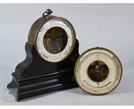 A. Luft, a German compensated brass cased drum barometer, with mercury aperture, 13.5 cm dia., no.13312 to/with a Victorian d