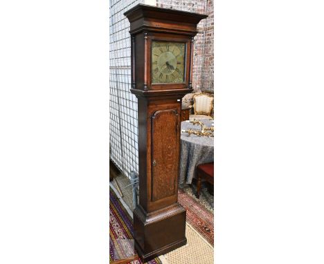 Whitehurst, Derby, an 18th century oak 30 hour longcase clock, the square brass dial with roman numerals and arched date aper