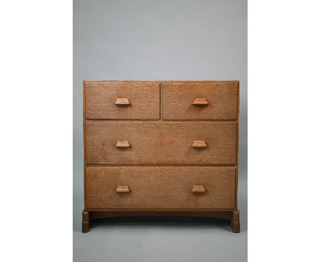 Cotswold School, an Arts &amp; Crafts oak chest to a design by Ernest W Gimson (1864-1919), the two short over two long even 