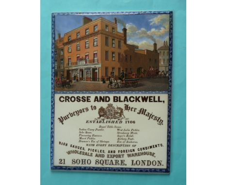 A rectangular advertising plaque: Crosse &amp; Blackwell (442) 330 x 250mm, top left-hand corner restored (Prattware, pot lid