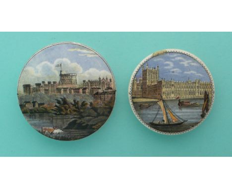 Windsor Castle and St George’s Chapel (177) small restored rim chip at one o’clock and The Houses of Parliament (184) restore