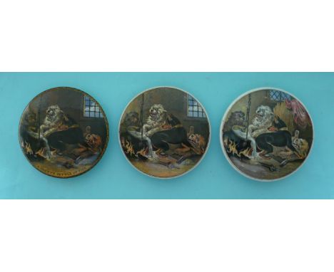 Pretty Kettle of Fish (40) issues one, chip to rim, two and three (3) (Prattware, pot lid, potlid, Staffordshire) 
