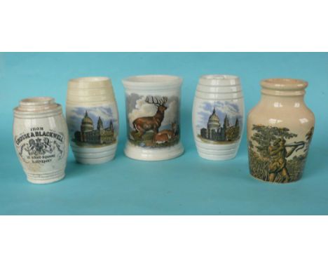 St Paul’s Cathedral (94) chips to lid, another, restored, Deer Stalker and Wild Deer (92) cracked, Crosse &amp; Blackwell (95