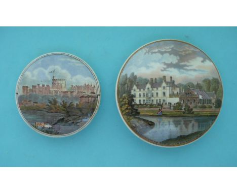 Windsor Castle and St George’s Chapel (177) Sandringham (181) (2) (Prattware, pot lid, potlid, Staffordshire) 