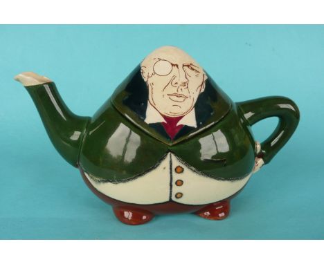 Joseph Chamberlain: a good ‘Intarsio’ teapot and cover by Wileman. Circa 1900, 125mm (commemorative, political) 