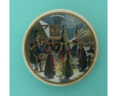 Xmas Eve (238) (Prattware, pot lid, potlid, Staffordshire) 