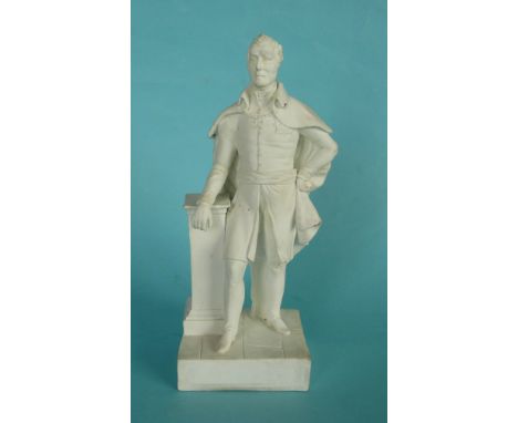 Political Commemoratives: Duke of Wellington: a bisque figure depicted standing on a square base inscribed ‘Published by W. C