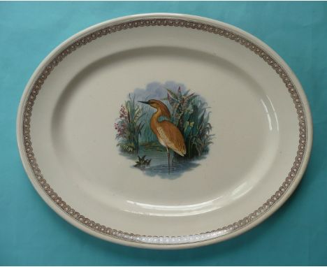 A rare large oval platter: The Heron (291) 482mm wide, minor glaze chip to rim at nine o’clock (Prattware, pot lid, potlid, S