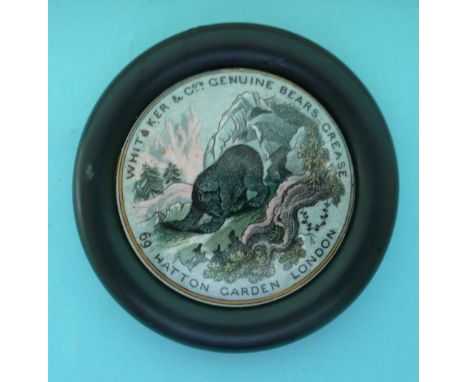 Bear in a Ravine (14) framed (Prattware, pot lid, potlid, Staffordshire) * Ex Smith collection, lot 205B.