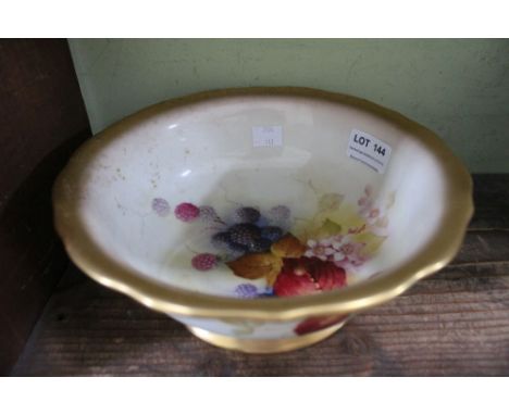 Royal Worcester bone china fruit bowl, hand painted with blackberries, signed by K Blake, 23cm dia Condition: There is a crac