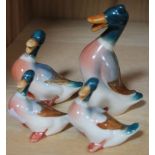 A family of English porcelain ducks