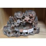 A Chinese carved soap stone calligraphers desk tidy