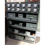 An industrial style metal workshop storage unit with multiple metal drawers