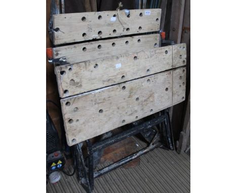 Two well used Workmate tool benches
