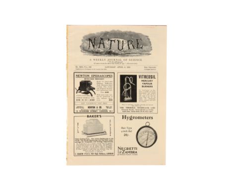 Comprising of: 1 - Nature, A Weekly Journal of Science, No.3414, Vol.135, Saturday April 6 1935, F. W. Aston's paper: Masses 