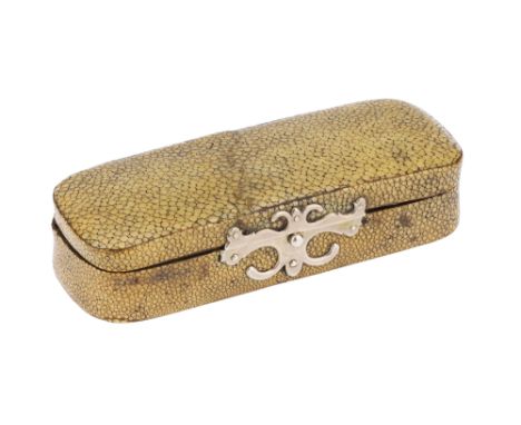 An 18th Century Medical Instrument Case, English or Scottish, c.1700-1750, brass body covered in faded green rayskin, with he