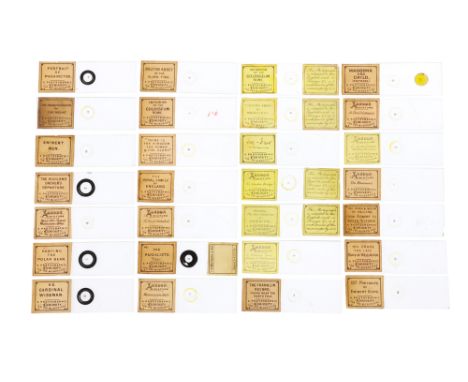 A Collection of microscope slides of microphotographs with labels for ‘’ comprising of slides labeled ‘South Eastern Railway 