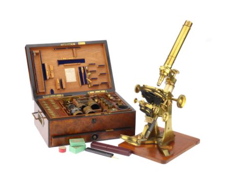 A Substantial Victorian Monocular Microscope With ProvenanceEnglish, dated 1858 & 1863 on the objectives, although the micros