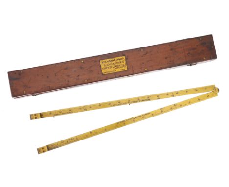 Custom Officers Folding Yard Measure English, the lacquered brass rule date stamped 1905, engraved along the length 'LANCASHI