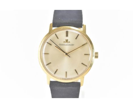 A Jaeger LeCoultre, manual wind, gents, yellow gold wristwatch, mid 20th century, the silvered dial having baton markers and 