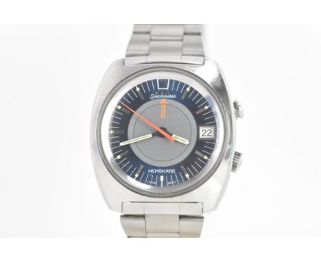 An Omega Seamaster Memomatic, alarm, automatic, gents, stainless steel wristwatch, circa 1970s, the two tone dial having lumi