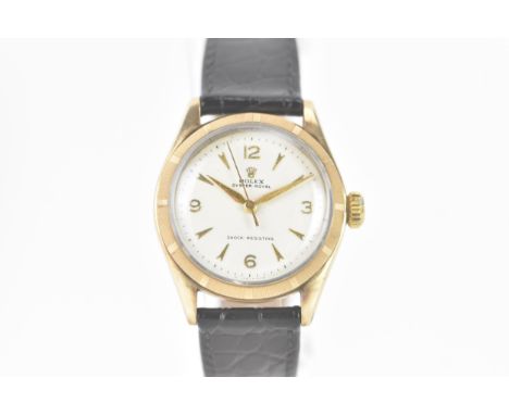 A Rolex Oyster-Royal, manual wind, mid-size, gold plated wristwatch, circa 1950s, reference no, 6444, the white dial having A