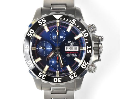 A BALL , Divers 600m, automatic, gents, titanium cased wristwatch, circa 2019, model NEDU, having a blue dial with luminous b