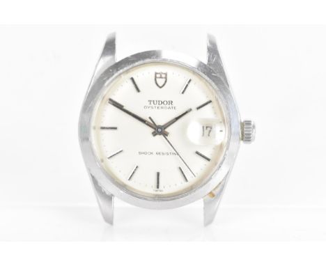 A Tudor Oysterdate, manual wind, gents, stainless steel wristwatch, circa 1968, reference no. 7992/0, the silvered dial havin