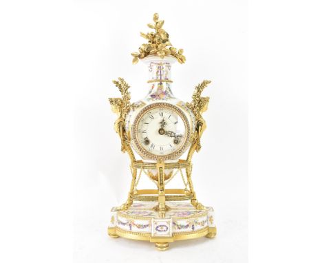 A Victoria & Albert museum Mint Marie-Antoinette Flowers of Versailles mantle clock, produced by Franklin Mint, with gilt mou
