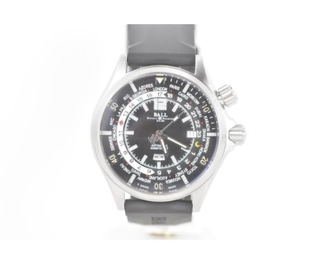 A Ball Engineer Master II Diver Worldtime, automatic, gents, stainless steel wristwatch, the dial having luminous hands and b